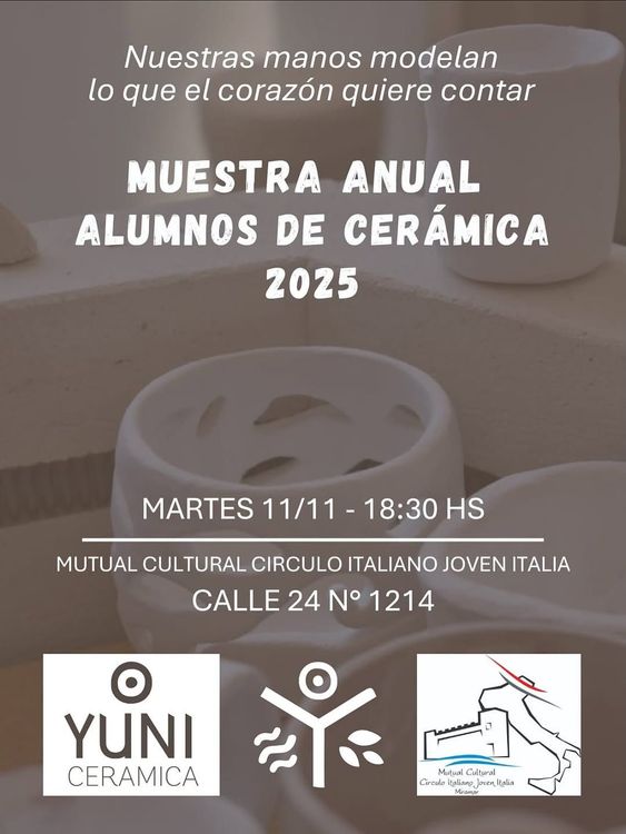 Como ya te contamos… venimos llevando adelante un cierre de talleres semana a semana! Mañana es el turno de @yuni.ceramica y presentarán el cierre 2025 de todo un año a puro arte, texturas y colores